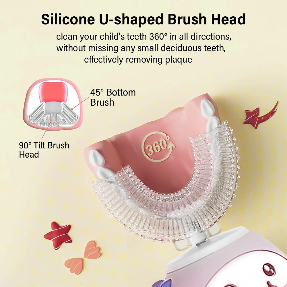 Electric Toothbrush for Children U-Shaped Children'S Electric Toothbrush USB Rechargeable Cartoon Child Kids Electric Toothbrush