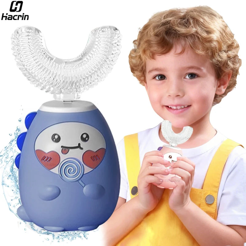 Electric Toothbrush for Children U-Shaped Children'S Electric Toothbrush USB Rechargeable Cartoon Child Kids Electric Toothbrush