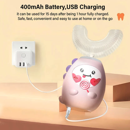Electric Toothbrush for Children U-Shaped Children'S Electric Toothbrush USB Rechargeable Cartoon Child Kids Electric Toothbrush