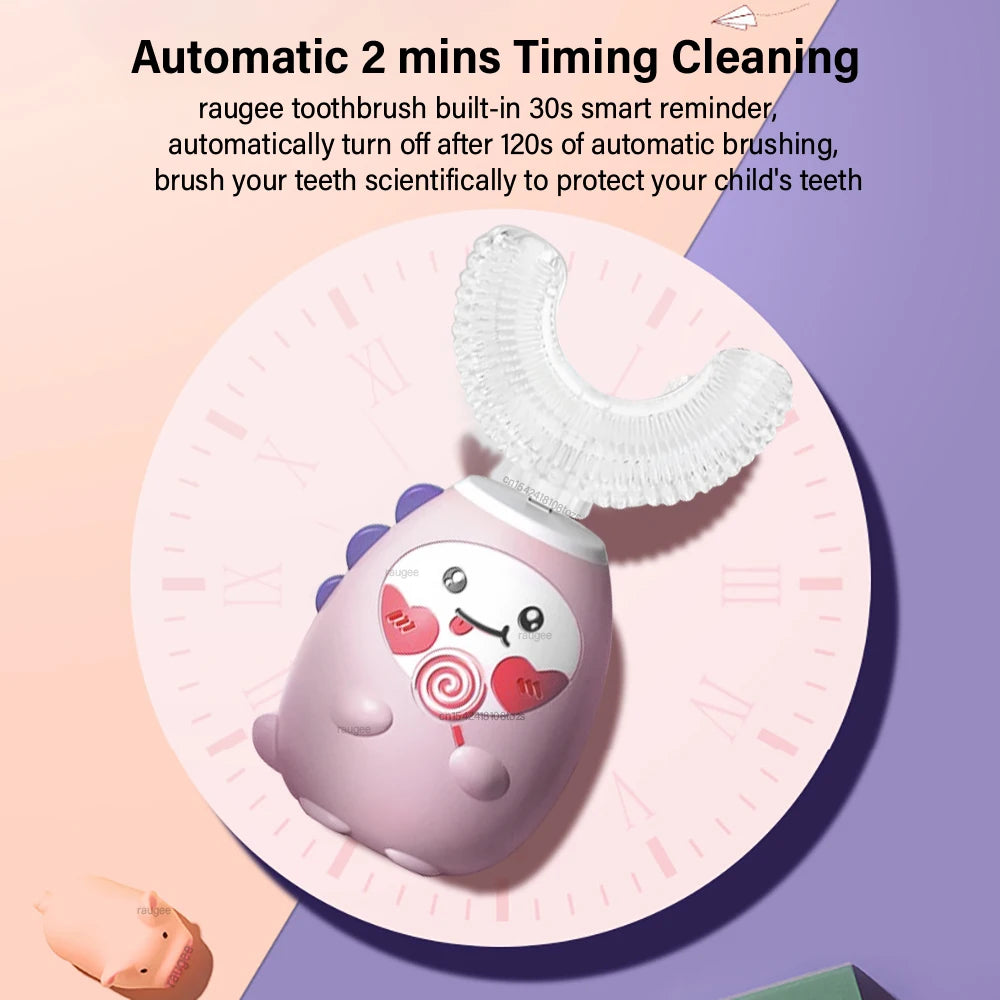 Electric Toothbrush for Children U-Shaped Children'S Electric Toothbrush USB Rechargeable Cartoon Child Kids Electric Toothbrush