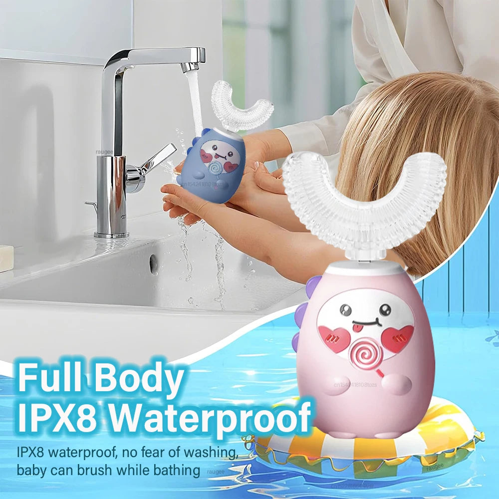 Electric Toothbrush for Children U-Shaped Children'S Electric Toothbrush USB Rechargeable Cartoon Child Kids Electric Toothbrush