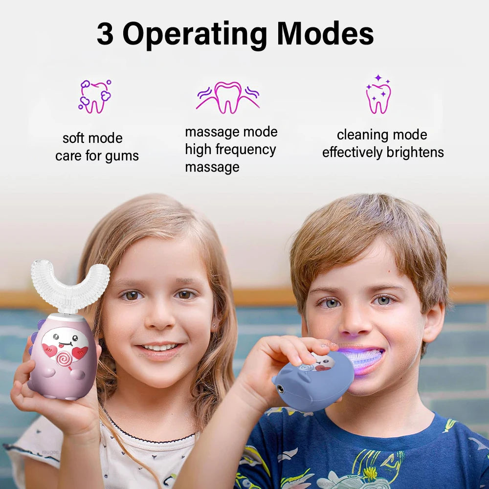 Electric Toothbrush for Children U-Shaped Children'S Electric Toothbrush USB Rechargeable Cartoon Child Kids Electric Toothbrush