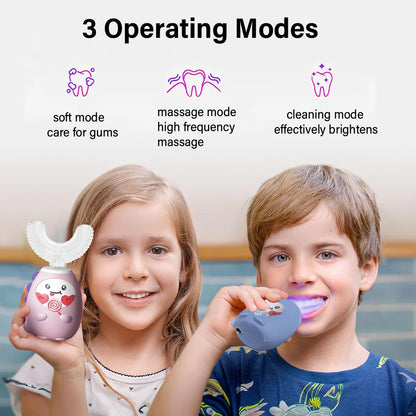 Electric Toothbrush for Children U-Shaped Children'S Electric Toothbrush USB Rechargeable Cartoon Child Kids Electric Toothbrush
